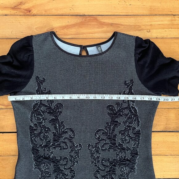 Kollantai Black Short Sleeve Sheath Dress with Tone on Tone Print, Size Large - Picture 7 of 10